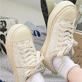 Wexleyjesus NEW Pink Canvas Sneakers Woman Vulcanized Shoes Platform Sneakers Women Lace Up Flats Sneakers Ladies Spring Autumn Sports Shoes