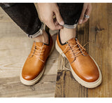 Wexleyjesus Autumn Classic Brand Brown Casual Shoes for Men with Free Shipping Retro Platform Leather Shoes Men Lace-up Tooling Shoes Men