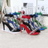 New Summer Fashion Pumps Design Cross Strap Rhinestones For Women Sandals Stiletto High Heels Ladies Sandals Open Toe Shoes