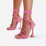 Wexleyjesus Summer women sandals narrow band vintage square toe high heels cross strap thong sandals women V shape design shoes women