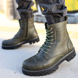 Black Boots for Men Non-Leather Zipper and Lace-up Winter Season Snow Ankle Warm Comfortable High Quality Footwear Gentlemen Basic Trend Solid Fashion Male Classic Outdoor 2022 New-Arrival CH009