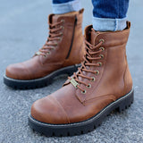 Black Boots for Men Non-Leather Zipper and Lace-up Winter Season Snow Ankle Warm Comfortable High Quality Footwear Gentlemen Basic Trend Solid Fashion Male Classic Outdoor 2022 New-Arrival CH009