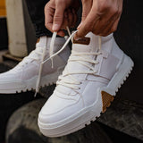 Chekich Boots for Men Artificial Leather White Color Lace Up Winter Season Sneakers Casual Solid Menswear Comfortable 2022 Fashion Odorless Shoes Sewing Base Breathable Office Business Flat Fashion New Arrival CH057 V3