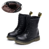 Genuine Leather Children Motorcycle boots New Arrival Baby Girls shoes Side zipper Military boots Boys Kids Snow Boots 050
