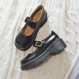 Wexleyjesus New Arrival Japanese Style Vintage Buckle Mary Janes Shoes Women'S Shallow Mouth Casual Student Leather Shoes Thick Bottom