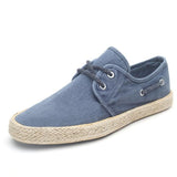 Spring Men's Flat Casual Shoes Male Breathable Comfortable Boat Canvas Shoes Men Fashion Soft Lace Up Espadrilles Hemp Shoes