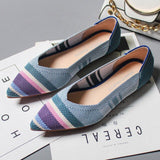 Pointed Toe flats Ladies flat Shoes Comfortable Ballet Knit De Mujer Loafers Autumn Gestante Boat Shoes Soft Bottom Women's Shoe