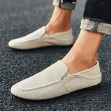 PUPUDA New Loafers Men Breathable Casual Shoes Classic Linen Slip On Sneakers Male Summer Cheap Driving Shoes For Men Wide 2021