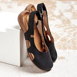 Wexleyjesus New Women Casual Wedges Sandals Summer Buckle Hot Gladiator Retro Non-slip Sandals Flock Ladies Party Office Shoes