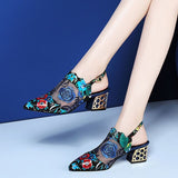 Wexleyjesus   2021 High Heels Sandals,Woman Mesh Summer Shoes,Women Pumps Pointed toe,Ankle Buckle Strap,Ethnic Embroidery Flower,Handmade