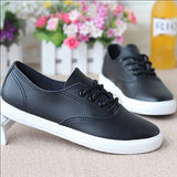 Women White Sneakers  Spring Summer PU Leather Casual Flat Shoes Black Sneakers For Woman Non-Slip Shoes Comfortable Sneaker