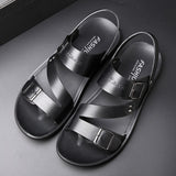 Yomior New Casual Fashion Men Shoes Slip-On Genuine Cow Leather Soft Non-slip Beach Summer Sandals Slippers Flats Flip Flop