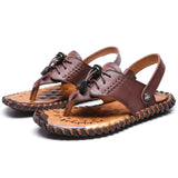 Genuine Leather Sandals Men Shoes Cow Leather Half Drag Beach Flip Flops Summer Outdoor Footwear Male Leisure Plus Size Slippers