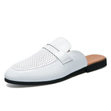 2022 Summer Men Slippers Casual Beach Sandals Non-slip Male Loafers Classic Men's Mules Moccasin Slip On Men Flats Shoes White