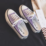 2022 Summer New Slipper Canvas Shoes Women's All-match Girls Half White Shoes Purple Loafers Without Back Basic Style Must Have
