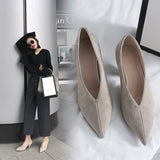 Wexleyjesus  hot women Genuine Leather shoes plus size 22-26.5cm Sheep suede women pumps Shallow mouth single shoes high heels 7.5cm