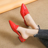 Pu Leather Low Heel Mules Shoes Women Pointed Toe Pleated Slippers Summer Outdoor Fashion Half Slippers Women Sandals 2021