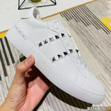 Leather fabric small White Shoes With  rivets Men's and women's shoes for Women Vulcanize Shoes Fashion Designer Shoes