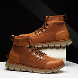 Men's Casual Boot Flying Woven Man Martin Work Bota 2021 High Top Warm Ankle Boot Spring Autumn Outdoor Walking Brogue Shoes 48