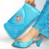 Fashion Rhinestone Woman Shoes And Matching Bag Set African Style 2022 Summer New Design Shoes And Bag Set For Party Wedding