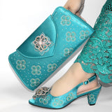 Fashion Rhinestone Woman Shoes And Matching Bag Set African Style 2022 Summer New Design Shoes And Bag Set For Party Wedding