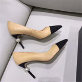Pearl heel pointed high heels women 2021 new autumn color matching stiletto pumps
