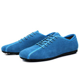 Wexleyjesus  2021 Spring Men Suede Sneakers Casual Shoes New Fashion Lace Up Male Flat Comfortable Blue Man Leather Soft Shoes Size 38-44