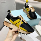 Spring Thick Sole Casual Daddy Shoes Women Flat Mixed Color Lace Up Patchwork Sneakers Outdoor Walk Tennis Shoes 2021 Unisex