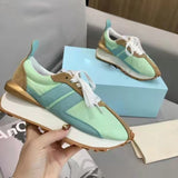 Spring Thick Sole Casual Daddy Shoes Women Flat Mixed Color Lace Up Patchwork Sneakers Outdoor Walk Tennis Shoes 2021 Unisex