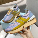 Spring Thick Sole Casual Daddy Shoes Women Flat Mixed Color Lace Up Patchwork Sneakers Outdoor Walk Tennis Shoes 2021 Unisex