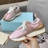 Spring Thick Sole Casual Daddy Shoes Women Flat Mixed Color Lace Up Patchwork Sneakers Outdoor Walk Tennis Shoes 2021 Unisex