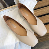 Wexleyjesus Fashion Women Flat Shoe  Elegant Shallow Low-heeled Sandals 2022 Beige Korean Slippers Square Toe Slip-on Simple Woman Shoes