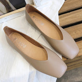 Wexleyjesus Fashion Women Flat Shoe  Elegant Shallow Low-heeled Sandals 2022 Beige Korean Slippers Square Toe Slip-on Simple Woman Shoes