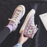 Hight-top Canvas Shoes Chic Women's 2020 New Style White Shoes Spring Korean-style Girls Heart Sneakers 35-40 High Low Lace Up