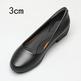 Black Leather Women's Work Shoes Sole Thick Heel Round Head Shoes Soft Sole Professional Antiskid Hotel Work Shoes