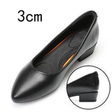 Black Leather Women's Work Shoes Sole Thick Heel Round Head Shoes Soft Sole Professional Antiskid Hotel Work Shoes