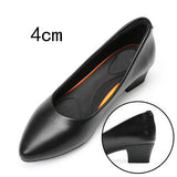 Black Leather Women's Work Shoes Sole Thick Heel Round Head Shoes Soft Sole Professional Antiskid Hotel Work Shoes