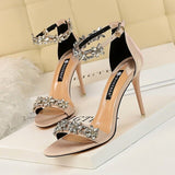 Wexleyjesus Shoes Woman Heels Crystal Bridal Wedding Shoes Ladies Silk Elegant High Heel Shoes Stiletto Women Pumps Female Sandals