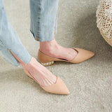 2022 Women Flats Pearl Heeled Slip Shoes Ballet Pointed Toe Dress Faux Suede Ladies Dancing Shoes