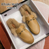 Wexleyjesus  Fur Slides Muller Shoes 2021 New Women's Fluffy Slippers Outerwear Rabbit Fur Toe Cap Half Slippers Lazy Flats furry slides