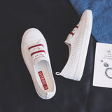 Woman Shoes Summer New Fashion Shoes Woman Casual Microfiber PU Leather Simple Women Casual Striped Shoes Sneakers Breathable