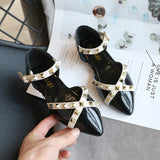 Spring summer new Korean girls sandals children rivets flat shoes fashion princess shoes wild Baotou