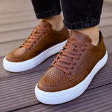 Chekich Shoes for Men Brown Artificial Leather 2022 Fall Season Casual Comfortable Flexible Fashion Sneakers Wedding Orthopedic Walking Odorless High and White Outsole Sport Lightweight Running Breathable CH015 V7