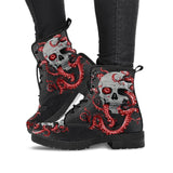 HOT Skeleton Women Snow Ankle Boots Motorcycle Skull Pansy Low Heels Shoes Vintage Pu Leather Warm Winter Increase The 43