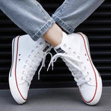 Men Canvas Sneakers Lovers Comfortable Shoes Flats Casual Women White Black Walking shoes Chinese style Plus Large Size 44