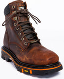 Men's Handmade PU Brown Round Head Lace-up High-top Low-heel Non-slip Comfortable and Fashionable Casual Short Boots XM224