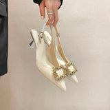 BJYL 2022 Spring New Women Bridal Shoes Wedding Shoes Faux Silk Satin Rhinestone Crystal Woman Pumps Stiletto Sapato Feminino