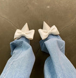 Wexleyjesus Summer Women's Slippers Bowknot Cat Heel Low Heel Mid Heel Pointed Toe Shoes Slippers High Heels