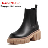 Wexleyjesus top quality genuine leather shoes women ankle boots autumn winter chelsea boots square heel platform shoes woman