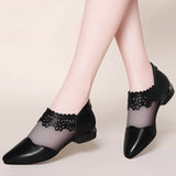 Wexleyjesus   2021 Flat lace Shoes Women sexy pointed toe Flats black Women bright Shoes Slip On Ladies Loafers Spring Women hollow out Flats